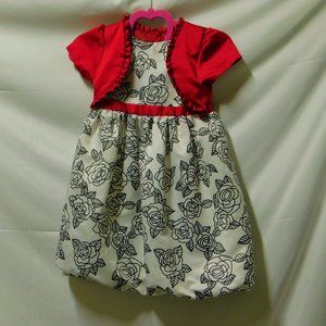 Park Bench Kids White, Black Rose & Red dress